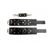 Черные кожаные наручники Sex Game - БДСМ Арсенал - купить с доставкой в Нижнекамске