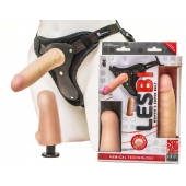 Телесный страпон Harness LESBI с вагинальной пробкой - 16,5 см. - LOVETOY (А-Полимер) - купить с доставкой в Нижнекамске