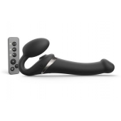 Черный безремневой страпон Multi Orgasm Size M с клиторальной стимуляцией - Strap-on-me - купить с доставкой в Нижнекамске