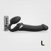 Черный безремневой страпон Multi Orgasm Size L с клиторальной стимуляцией - Strap-on-me - купить с доставкой в Нижнекамске