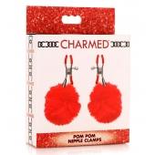 Красные зажимы на соски с помпонами Pom Pom - XR Brands - купить с доставкой в Нижнекамске
