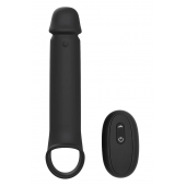 Черная насадка-удлинитель с вибрацией Vibrating Extender With Remote - Dream Toys - в Нижнекамске купить с доставкой