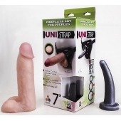 Страпон-унисекс с двумя насадками UNI strap 7  Harness - 19 и 16 см. - LOVETOY (А-Полимер) - купить с доставкой в Нижнекамске