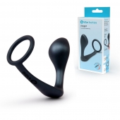 Черное эрекционное кольцо со стимулятором простаты Ringer Cock Ring   Plug - b-Vibe - в Нижнекамске купить с доставкой