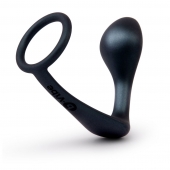 Черное эрекционное кольцо со стимулятором простаты Ringer Cock Ring   Plug - b-Vibe - в Нижнекамске купить с доставкой