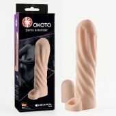 Телесная насадка-удлинитель Okoto со спиралевидным рельефом - 16 см. - Sitabella - в Нижнекамске купить с доставкой