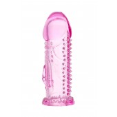 Розовая насадка на пенис с шипиками и коготком - 13,5 см. - A-toys - в Нижнекамске купить с доставкой