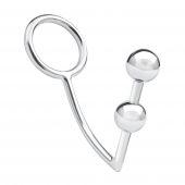 Кольцо на пенис с анальным стимулятором Two Bead Stainless Steel Anal Hook   Cock Ring - BlueLine - в Нижнекамске купить с доставкой
