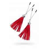 Зажимы на соски «Вилки» с красными кисточками из замши - Pecado - купить с доставкой в Нижнекамске