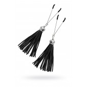 Зажимы на соски «Вилки» с черными кисточками из замши - Pecado - купить с доставкой в Нижнекамске