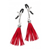 Зажимы на соски «Прищепки» с красными кисточками из замши - Pecado - купить с доставкой в Нижнекамске