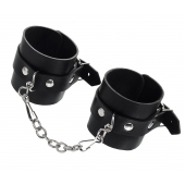 Черные однослойные наручники из натуральной кожи с цепочкой - Pecado - купить с доставкой в Нижнекамске