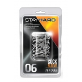 Прозрачная насадка с объёмными чёрточками STAY HARD COCK SLEEVE 06 CLEAR - Blush Novelties - в Нижнекамске купить с доставкой
