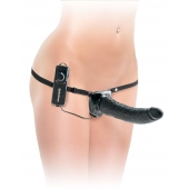 Черный страпон с вагинальной пробкой Deluxe Vibrating Penetrix Strap-On - 19 см. - Pipedream - купить с доставкой в Нижнекамске