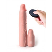 Телесная вибронасадка на член 3  Vibrating Mega X-tension with Remote - 22,9 см. - Pipedream - в Нижнекамске купить с доставкой