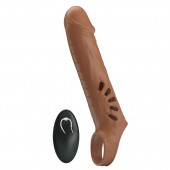 Коричневая вибронасадка с подхватом мошонки и пультом ДУ - Baile - в Нижнекамске купить с доставкой