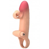 Телесная вибронасадка на пенис с подхватом мошонки - 20 см. - Baile - в Нижнекамске купить с доставкой