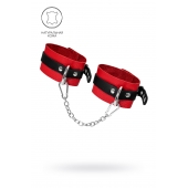 Красно-черные мягкие оковы с одним ремешком и люверсами - Pecado - купить с доставкой в Нижнекамске