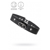 Черный чокер-ошейник со связанными кольцами на подложке - Pecado - купить с доставкой в Нижнекамске