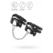 Черные кожаные наручники-браслеты из двух ремешков - Pecado - купить с доставкой в Нижнекамске