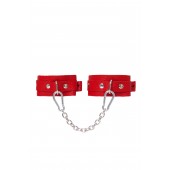 Красные кожаные узкие оковы со скруглёнными углами - Pecado - купить с доставкой в Нижнекамске