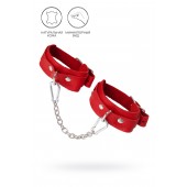 Красные кожаные узкие оковы со скруглёнными углами - Pecado - купить с доставкой в Нижнекамске