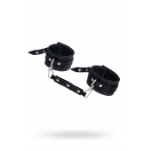 Черные двухслойные кожаные оковы с белой строчкой - Pecado - купить с доставкой в Нижнекамске