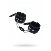 Черные двухслойные наручники с белой строчкой - Pecado - купить с доставкой в Нижнекамске