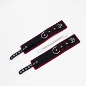 Черно-красные оковы с красной строчкой Sex - Crazy Handmade - купить с доставкой в Нижнекамске