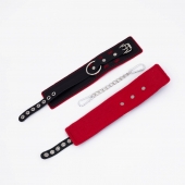 Черно-красные оковы с красной строчкой Sex - Crazy Handmade - купить с доставкой в Нижнекамске