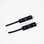 Черные кожаные оковы с хромированной фурнитурой - Crazy Handmade - купить с доставкой в Нижнекамске