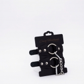 Черные кожаные оковы с кольцом - Crazy Handmade - купить с доставкой в Нижнекамске