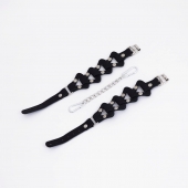 Черные кожаные оковы из звеньев - Crazy Handmade - купить с доставкой в Нижнекамске