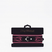 Черно-розовый кожаный ошейник с розовой строчкой - Crazy Handmade - купить с доставкой в Нижнекамске