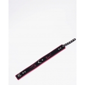 Черно-розовый кожаный ошейник с розовой строчкой - Crazy Handmade - купить с доставкой в Нижнекамске