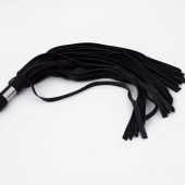 Черный кожаный флоггер со стальной ручкой - 45 см. - Crazy Handmade - купить с доставкой в Нижнекамске