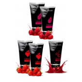 Набор из 5 съедобных лубрикантов JUJU (клубника х 2, малина х 2, вишня) - JuJu - купить с доставкой в Нижнекамске