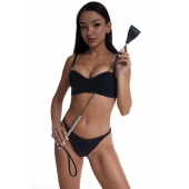 Стек с широким черным кожаным наконечником и металлической ручкой - 67 см. - Crazy Handmade - купить с доставкой в Нижнекамске