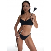 Стек с черным кожаным наконечником в виде сердца и металлической ручкой - 67 см. - Crazy Handmade - купить с доставкой в Нижнекамске