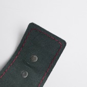 Черные кожаные наручники с красной строчкой - Crazy Handmade - купить с доставкой в Нижнекамске