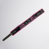 Черно-розовый ошейник с золотистой фурнитурой - Crazy Handmade - купить с доставкой в Нижнекамске