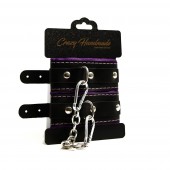 Черно-фиолетовые скругленные наручники с мягкой подкладкой - Crazy Handmade - купить с доставкой в Нижнекамске