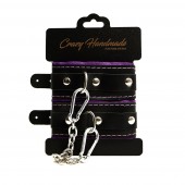 Черно-фиолетовые скругленные наручники с мягкой подкладкой - Crazy Handmade - купить с доставкой в Нижнекамске