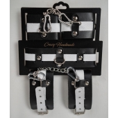 Набор фиксаторов из черной и белой натуральной кожи - Crazy Handmade - купить с доставкой в Нижнекамске