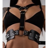 Черная кожаная двусторонняя портупея - Crazy Handmade - купить с доставкой в Нижнекамске