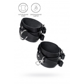 Черные кожаные оковы с двумя перекрёстными ремешками - Pecado - купить с доставкой в Нижнекамске