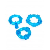 Набор из 3 синих эрекционных колец с различным рельефом - Erowoman-Eroman - в Нижнекамске купить с доставкой