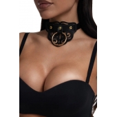 Черный чокер с клепками и золотистой фурнитурой - Crazy Handmade - купить с доставкой в Нижнекамске