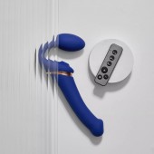 Синий безремневой страпон Multi Orgasm Bendable Strap-On size XL с клиторальной стимуляцией - Strap-on-me - купить с доставкой в Нижнекамске