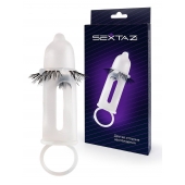 Эластичная насадка на пенис с подхватом мошонки и стимулирующими «ресничками» - Sextaz - в Нижнекамске купить с доставкой